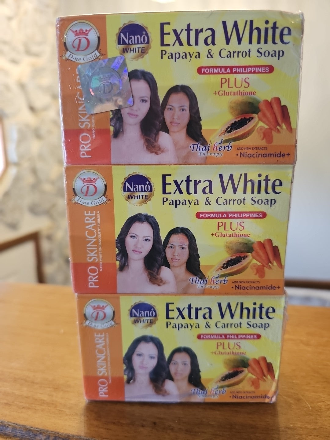 3pcs New Formula Nano Extra White Natural Papaya and Carrot Soap