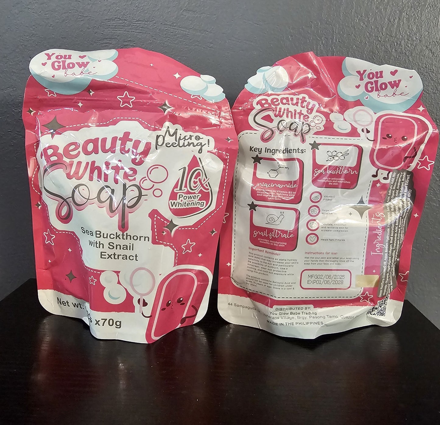 1 Pouch Beauty White Soap by You Glow Babe, 5 Bars x 70g