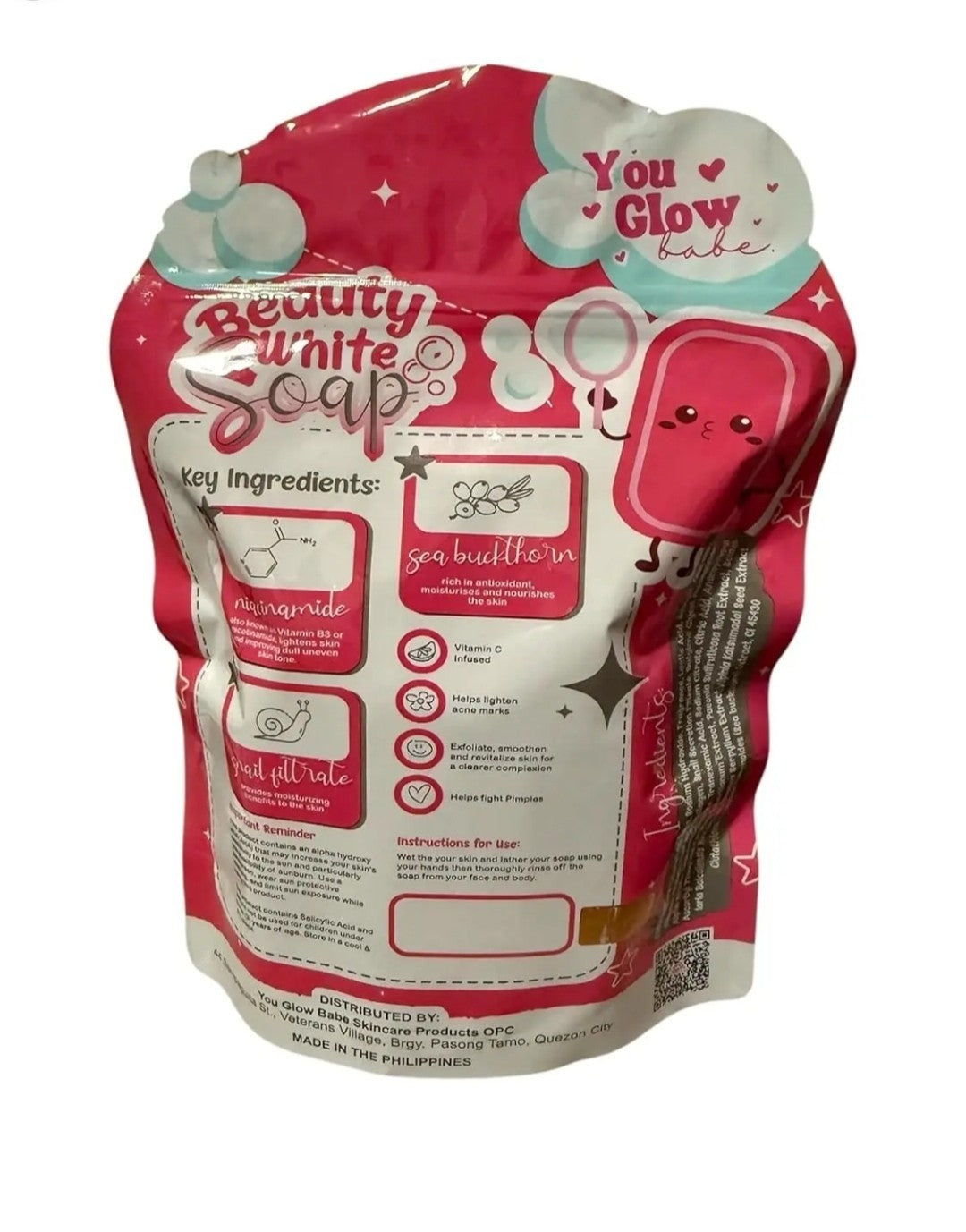 1 Pouch Beauty White Soap by You Glow Babe, 5 Bars x 70g