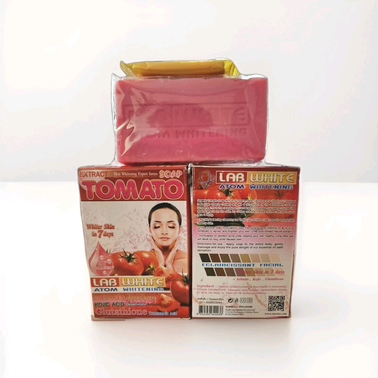 1× Bar Lab White Tomato Extract Atom Whitening Soap 7days