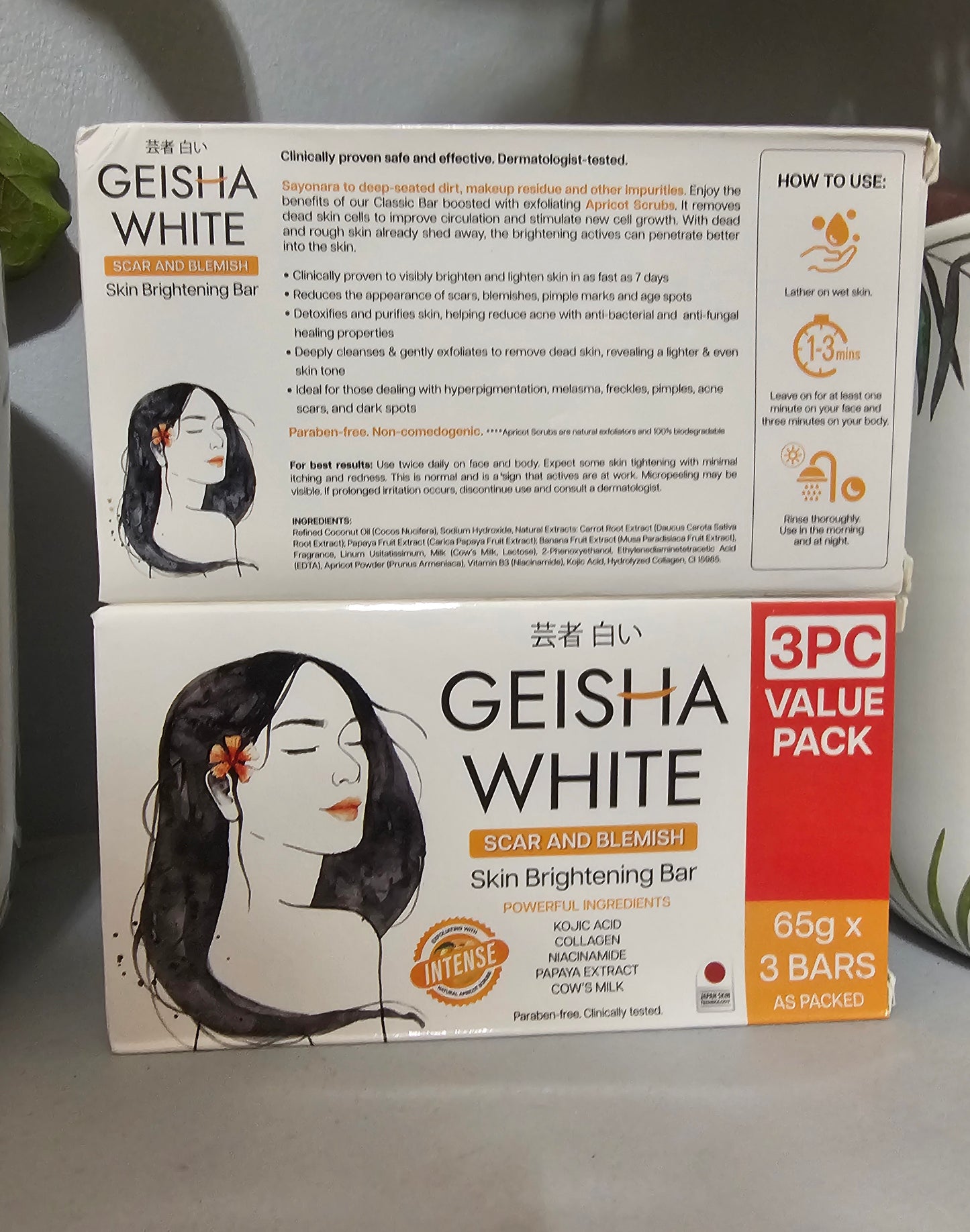 Geisha White INTENSE & CLASSIC Skin brightening & Lightening Soap SCAR & BLEMISH