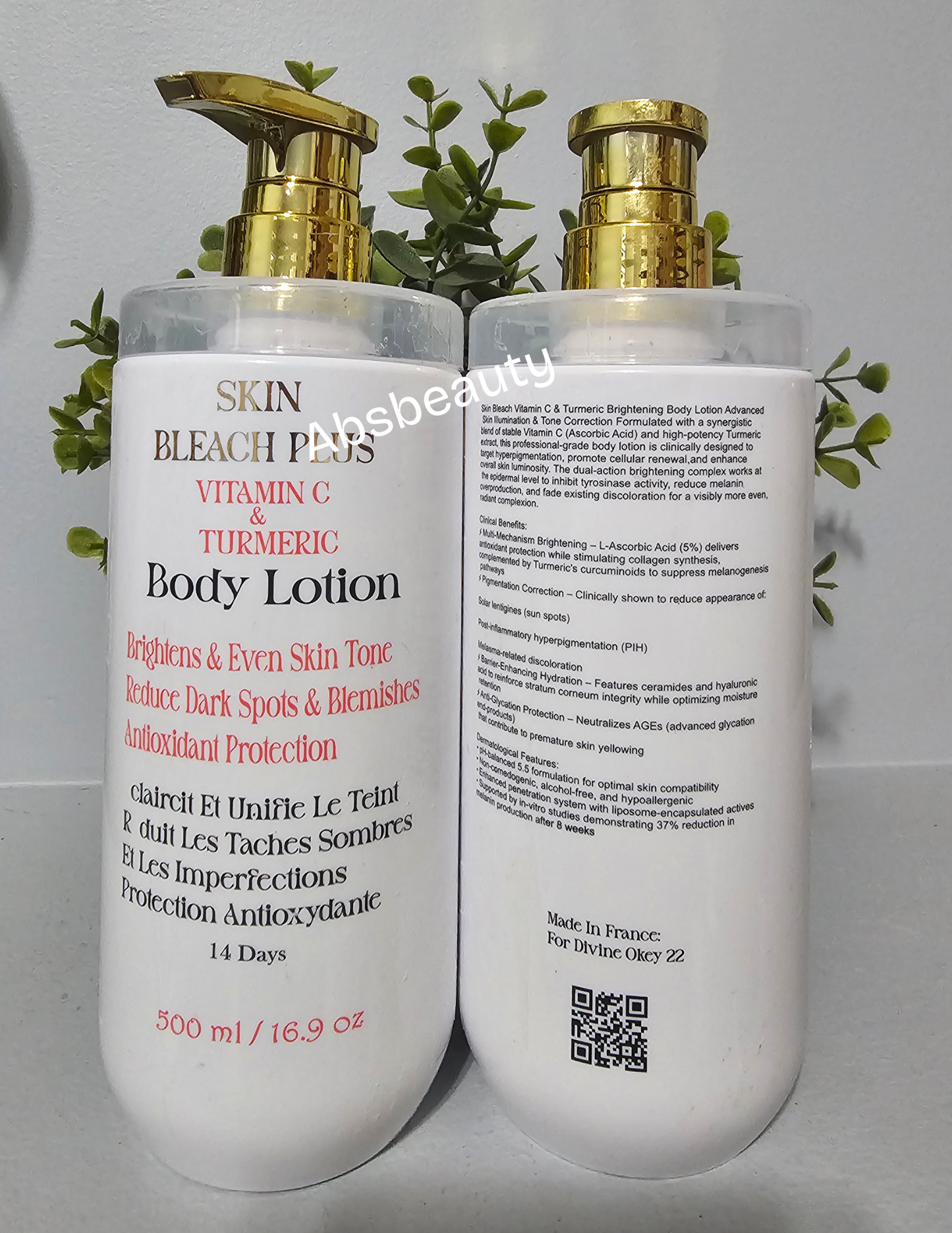 Skin Bleach Plus -  Carrot, Vitamin Cast & Tumeric, Half C Body Lotion 500ml💯👌👍.1pc