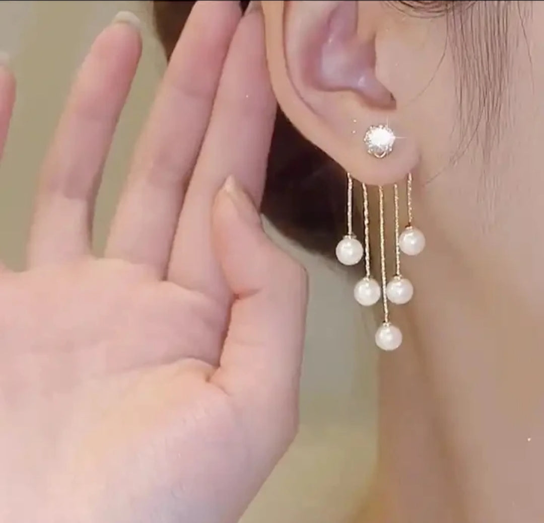 Gold Plated Pearl Dangle Earrings