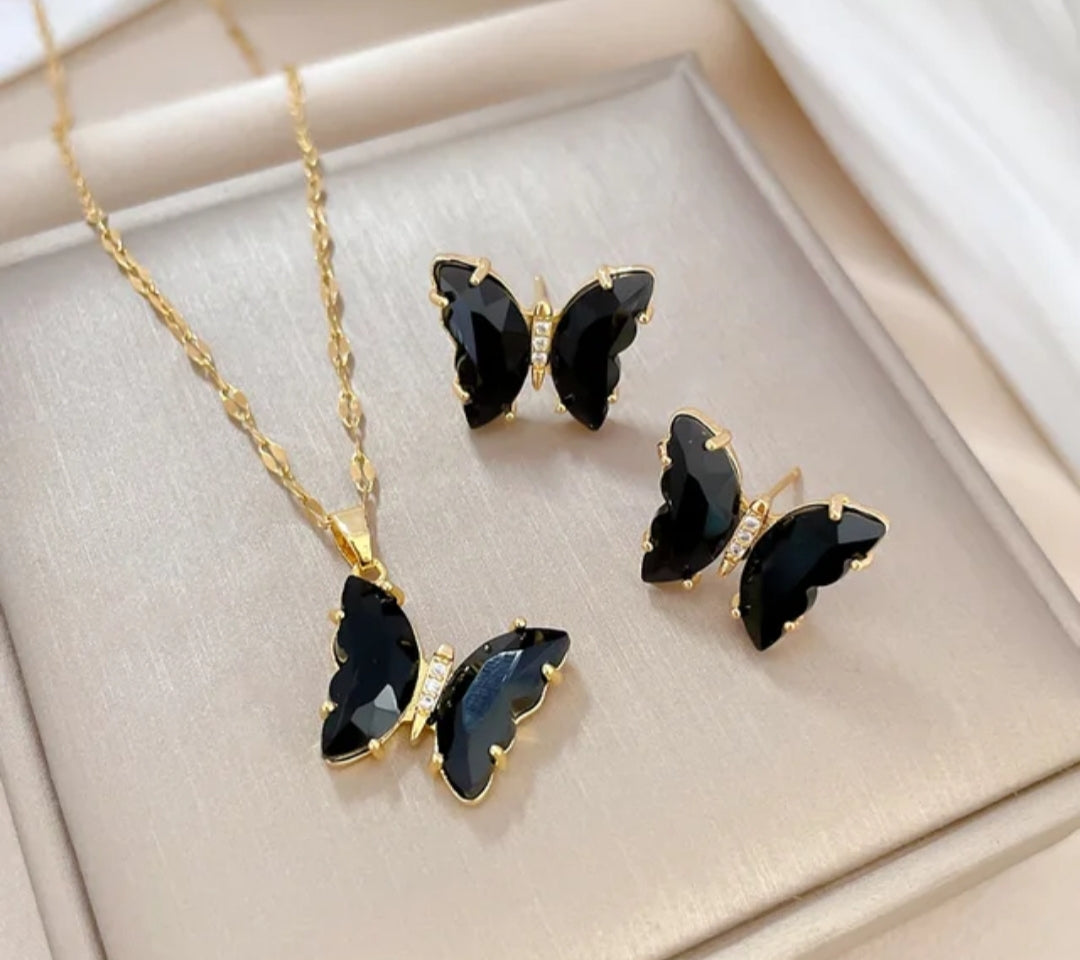 New Arrival Fashion Jewelry Set 18K Gold Plated Diamond Clover Jewelry Set Earring and Necklace