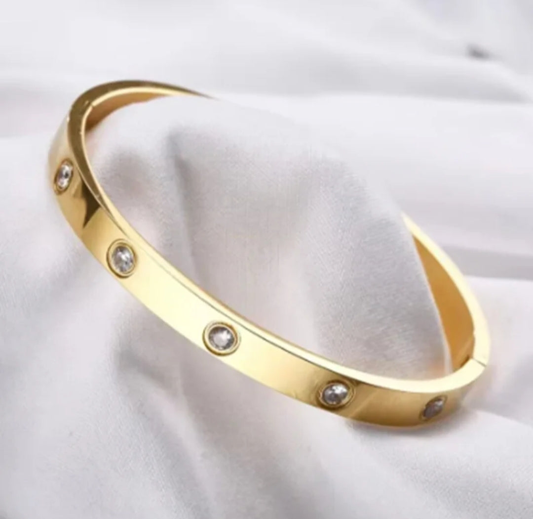 Vintage Full Diamond 18K Gold Plated Bracelets Fashion Jewelry Bangle