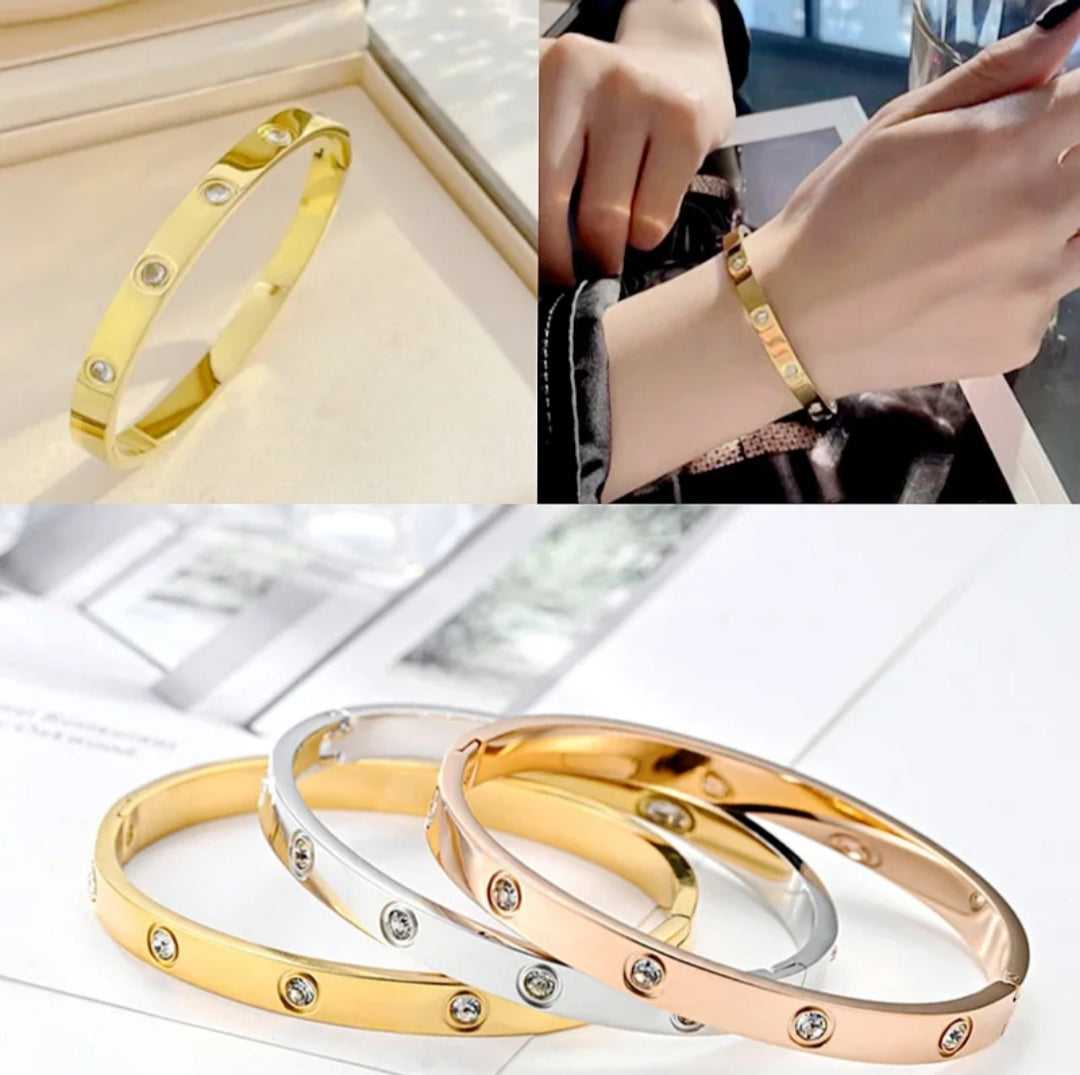 Vintage Full Diamond 18K Gold Plated Bracelets Fashion Jewelry Bangle