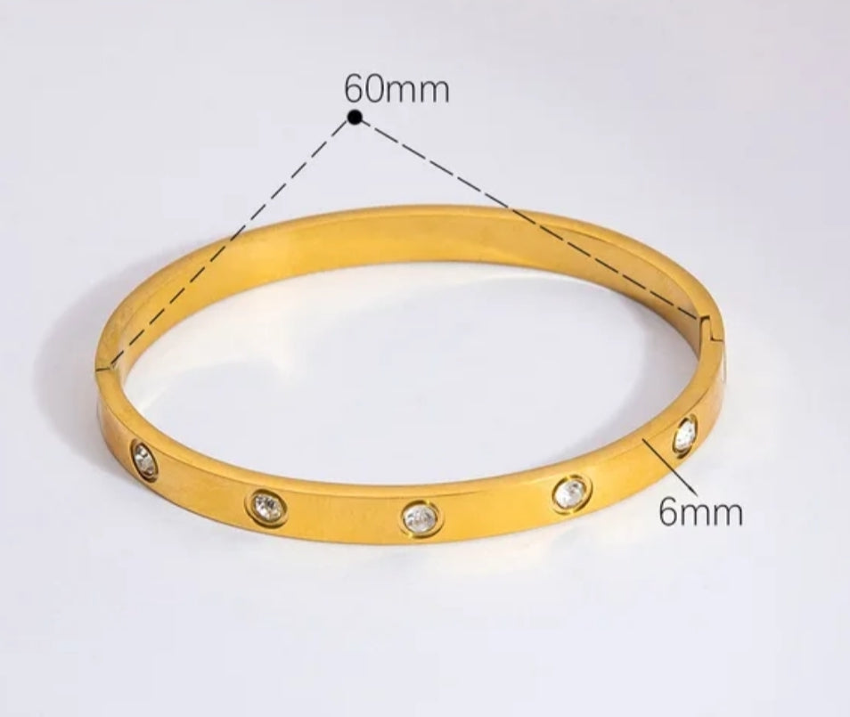 Vintage Full Diamond 18K Gold Plated Bracelets Fashion Jewelry Bangle
