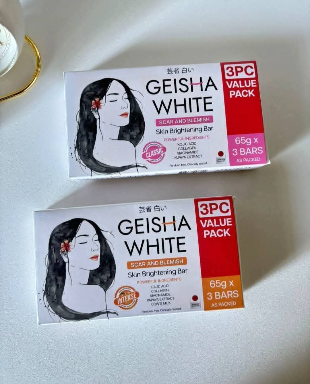 Geisha White INTENSE & CLASSIC Skin brightening & Lightening Soap SCAR & BLEMISH