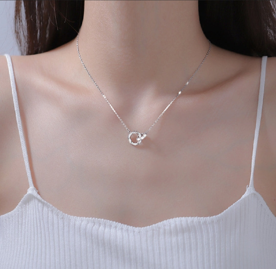 925 Silver Geometric Round Necklace Pendant Fashion Jewelry For Women