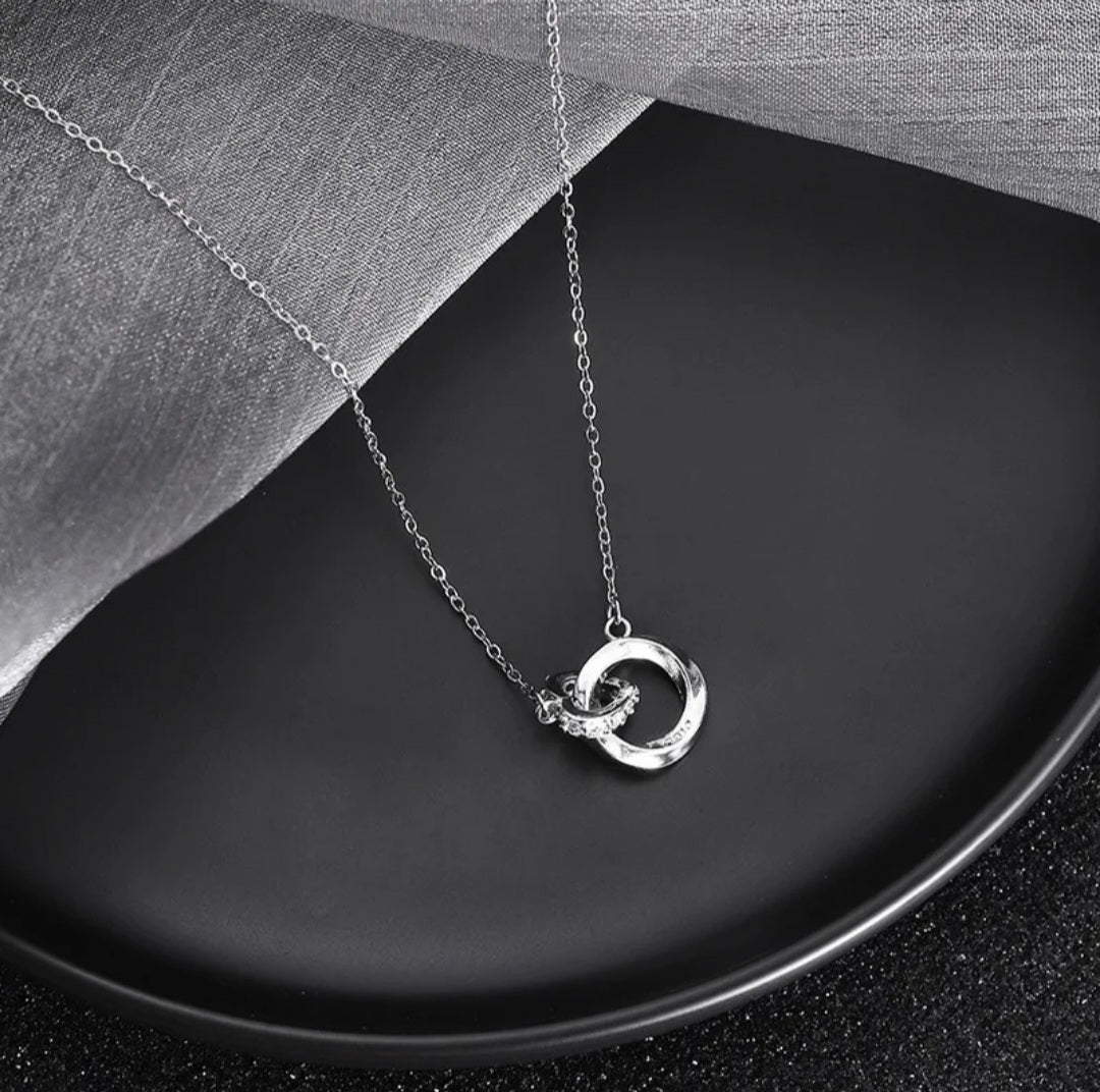 925 Silver Geometric Round Necklace Pendant Fashion Jewelry For Women
