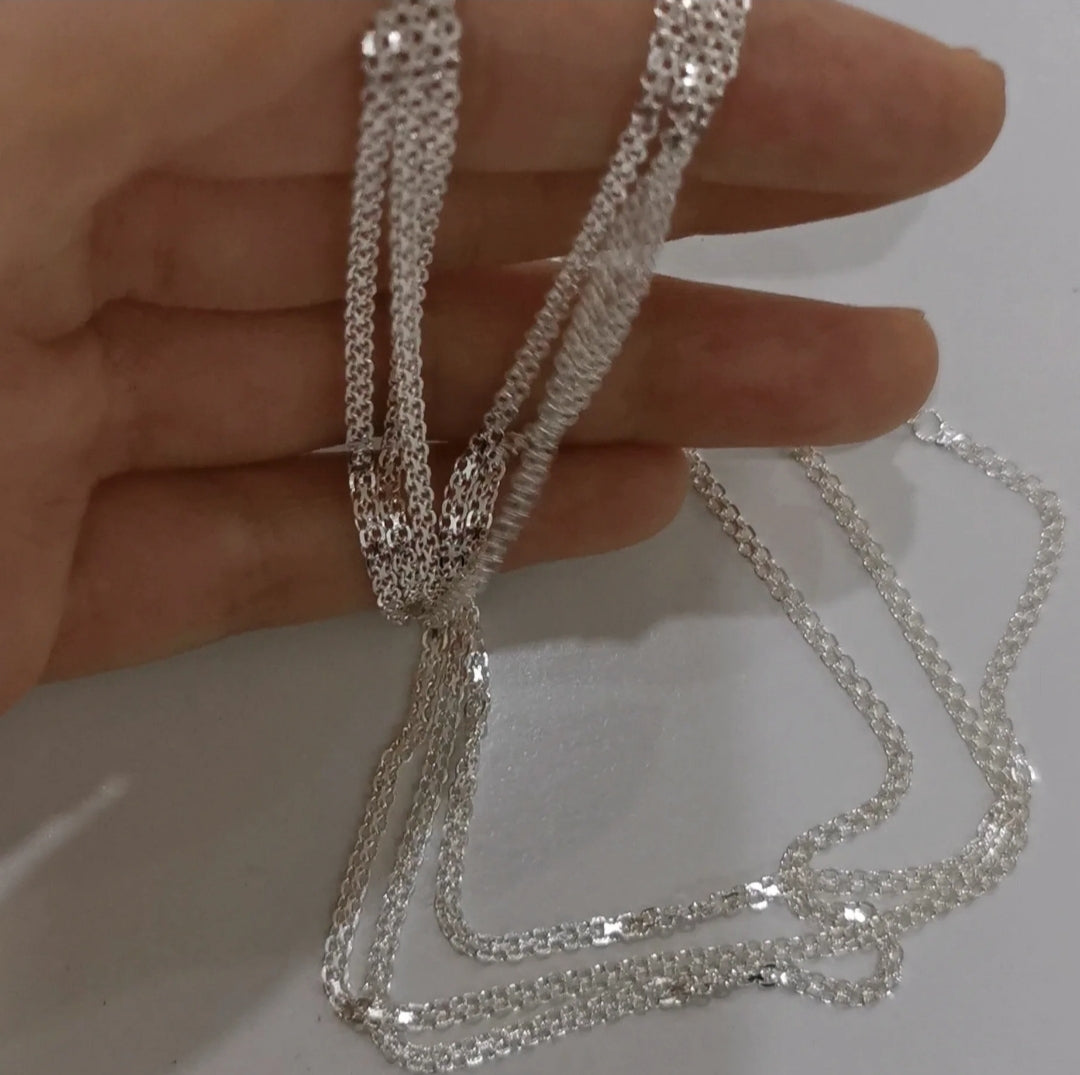 925 Sterling Silver Woven White Silver Sparkling Fine Korean Dongdaemun Necklace Fashion Light Luxury Cold Wind