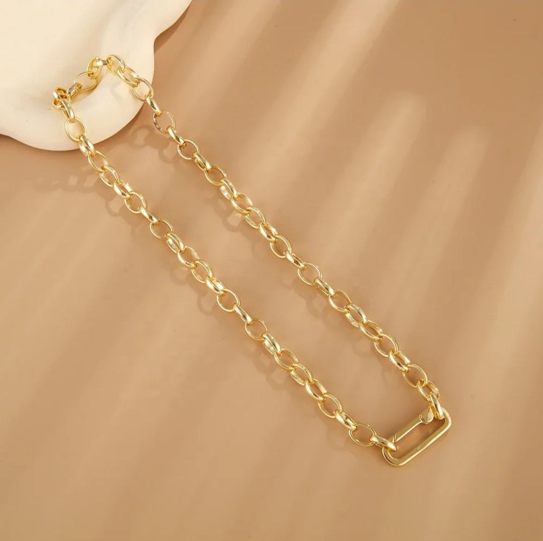 Hip Hop Punk 18K Gold Plated Thick Bracelet Necklace Set For Men And Women Jewelry Set