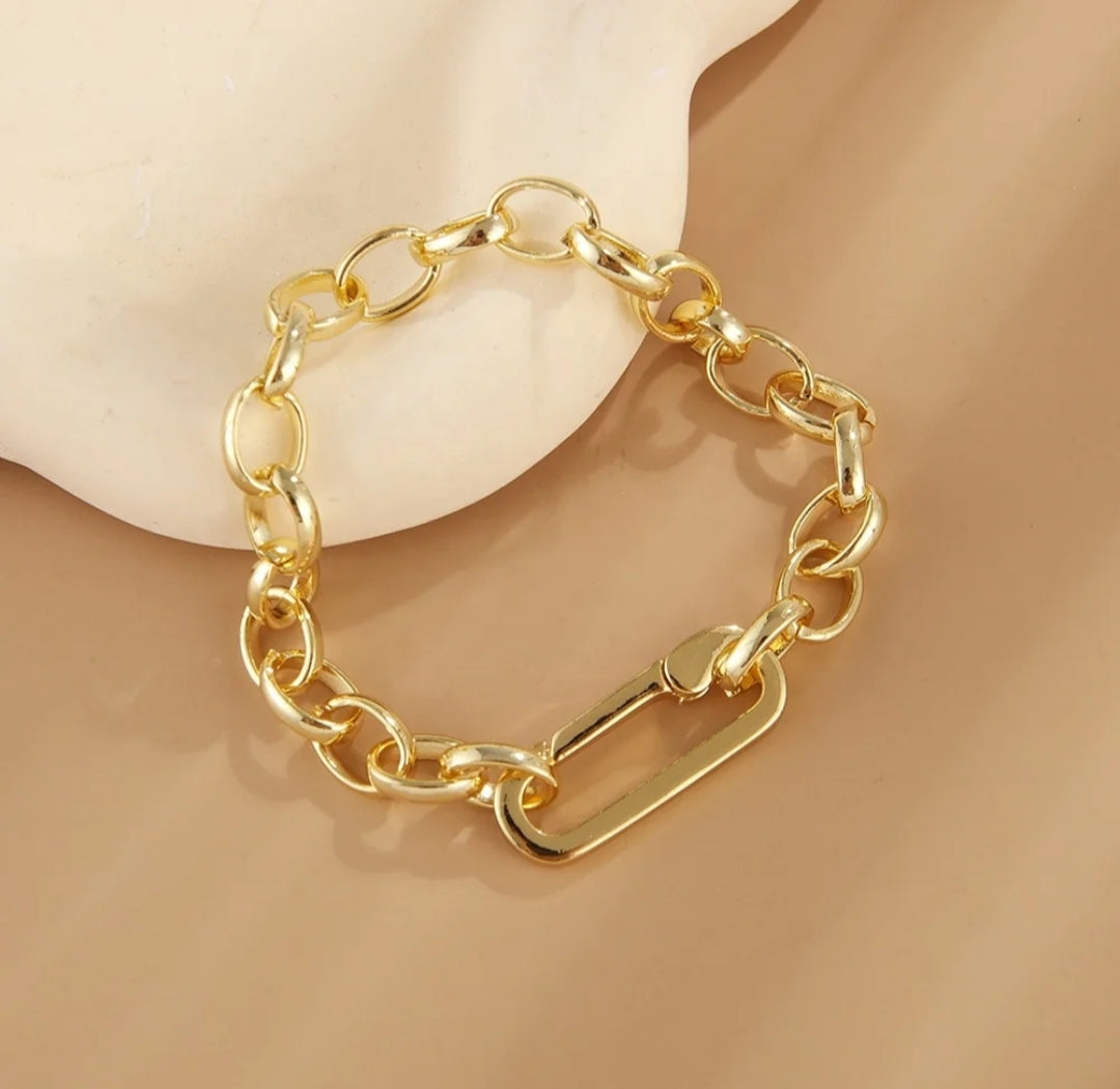 Hip Hop Punk 18K Gold Plated Thick Bracelet Necklace Set For Men And Women Jewelry Set