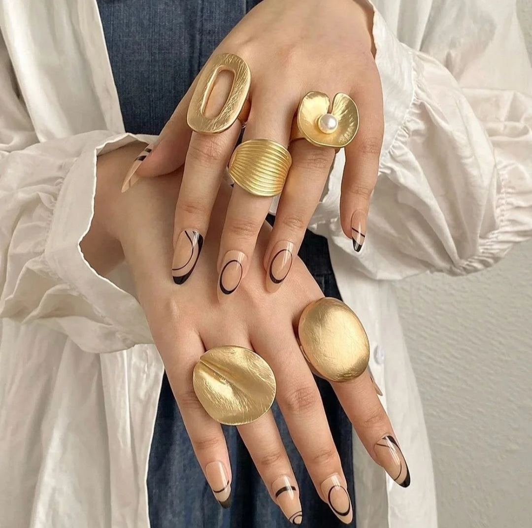 Fashion Adjustable Big Irregular Geometric Rings For Women Trendy Stackable Finger Rings On Hand