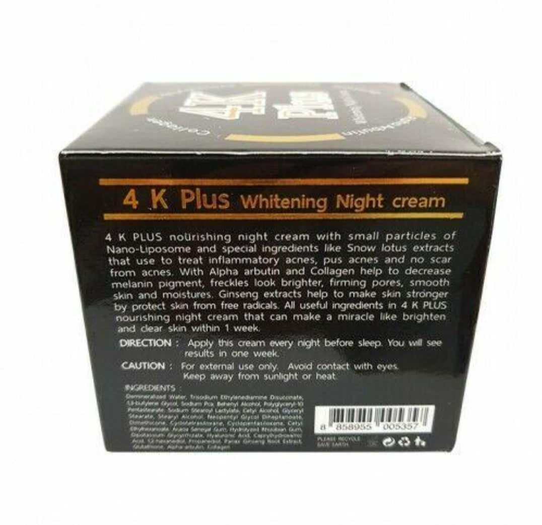 1x4K PLUS Whitening Night Cream with Alpha, Collagen, Glutathione & Ginseng