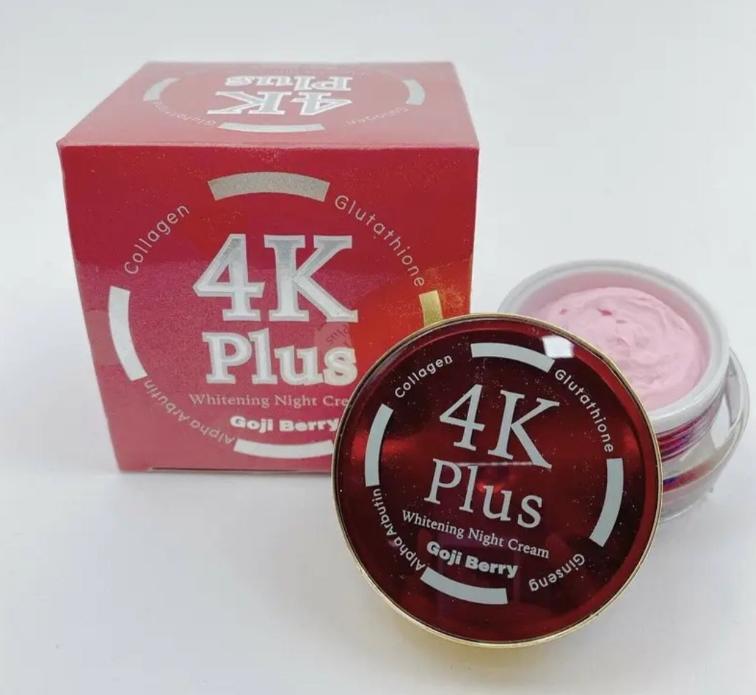 1×4K PLUS Whitening Night Face Cream 5X Goji Berry with Alpha Arbutin, Collagen, Glutathione & Ginseng