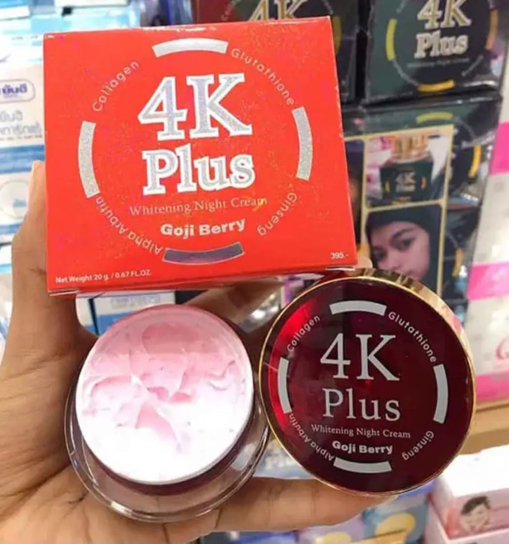 1×4K PLUS Whitening Night Face Cream 5X Goji Berry with Alpha Arbutin, Collagen, Glutathione & Ginseng