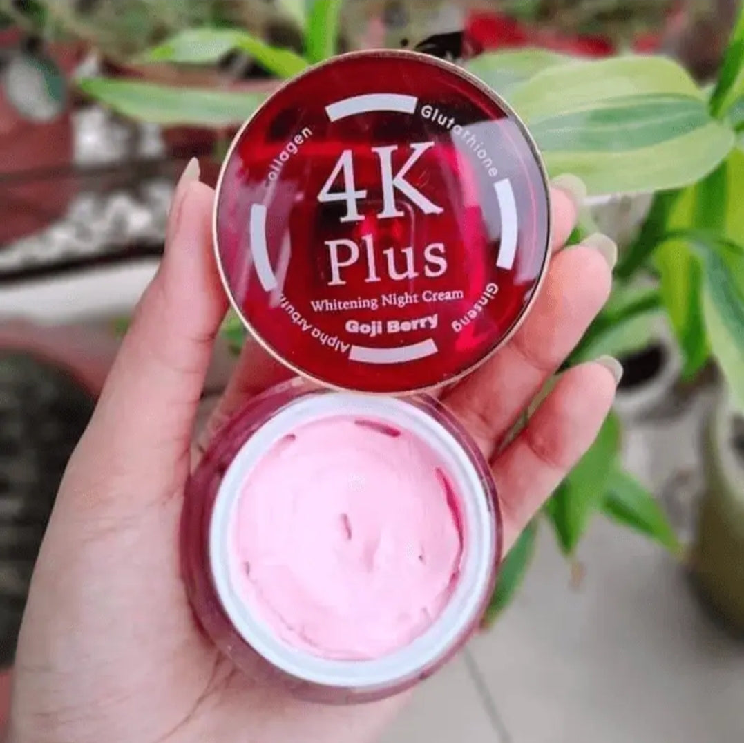 1×4K PLUS Whitening Night Face Cream 5X Goji Berry with Alpha Arbutin, Collagen, Glutathione & Ginseng