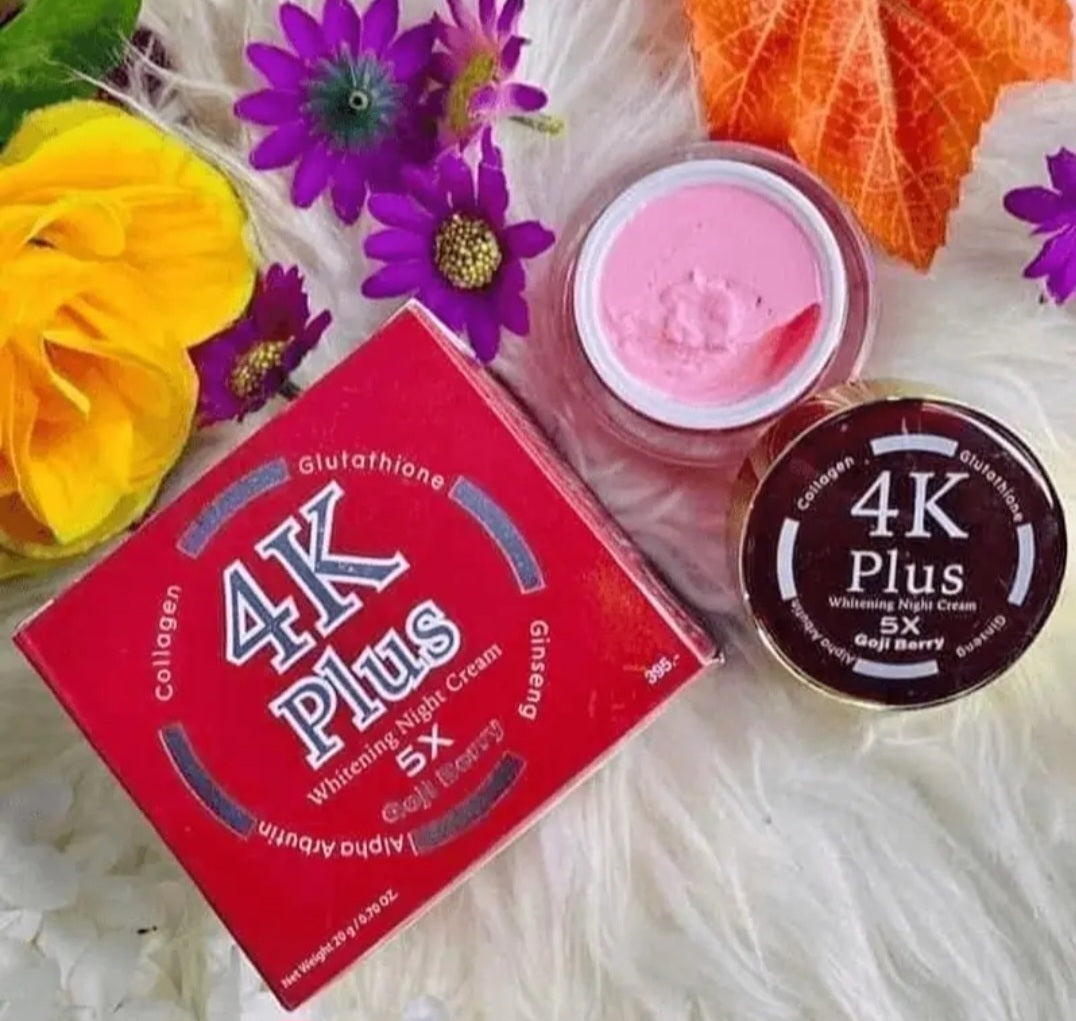 1×4K PLUS Whitening Night Face Cream 5X Goji Berry with Alpha Arbutin, Collagen, Glutathione & Ginseng