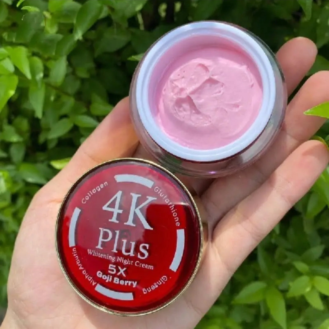 1×4K PLUS Whitening Night Face Cream 5X Goji Berry with Alpha Arbutin, Collagen, Glutathione & Ginseng