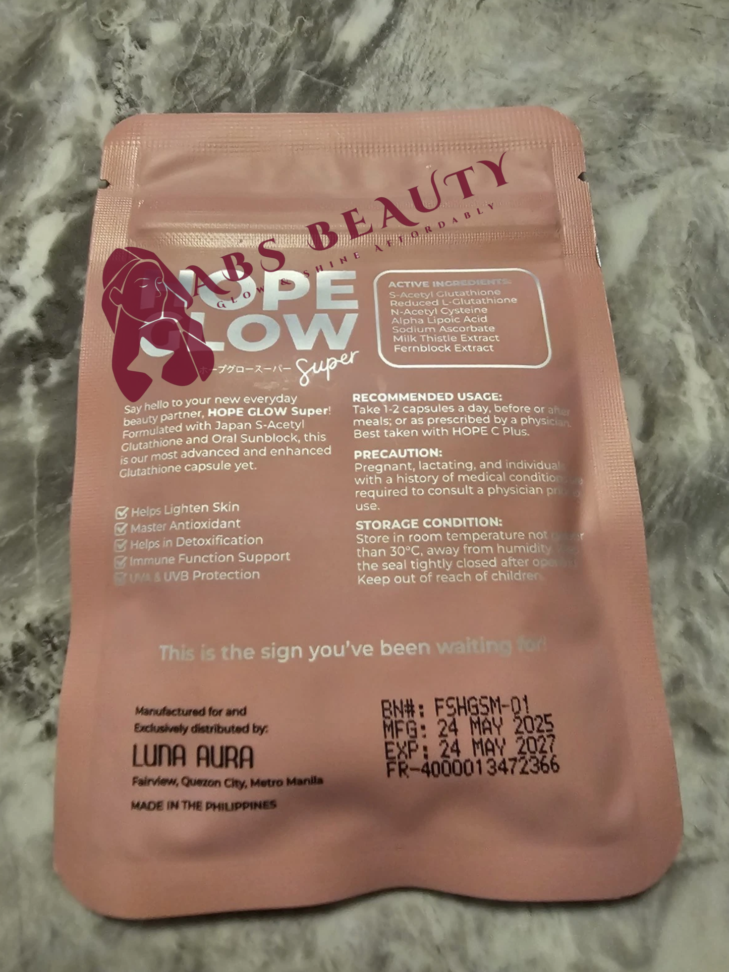 Luna Aura HOPE GLOW Super 700mg 14 Capsules ( Mini Pack)💯👌