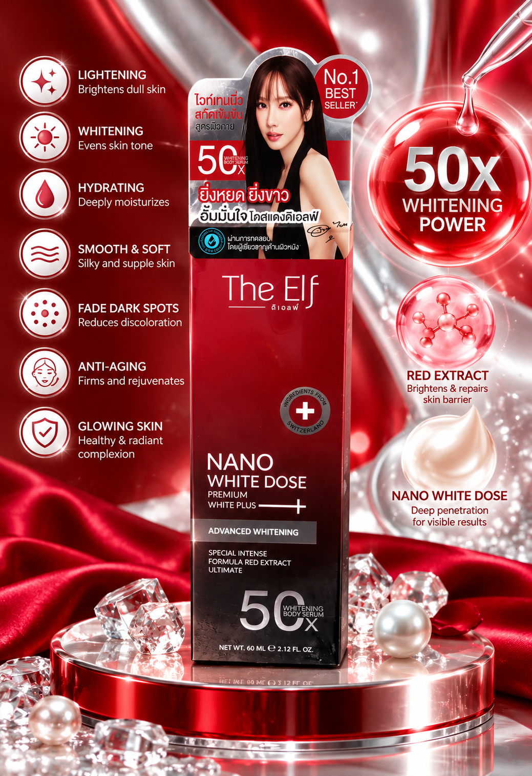 The Elf Nano White Dose Premium White Plus Advanced Whitening Serum 60ml,Original&Authentic💯✅️