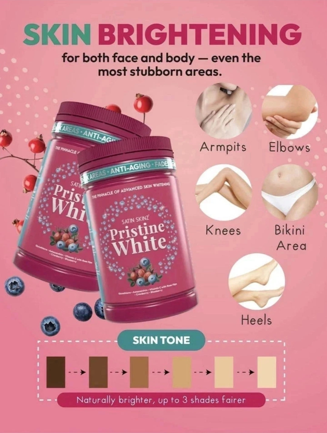 Satin Skinz Pristine White Supplement Skin Whitening Skin beauty supplement New💯✅️