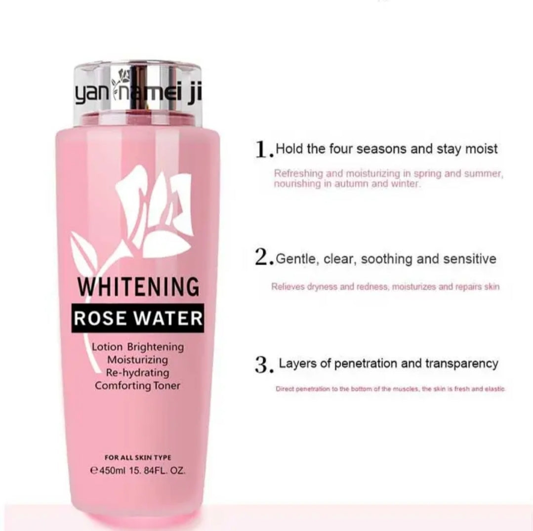 Facial Toner Whitening Rose Water Glowing Brightening Moisturizing &Rehydrating🩷💯👌.1pc