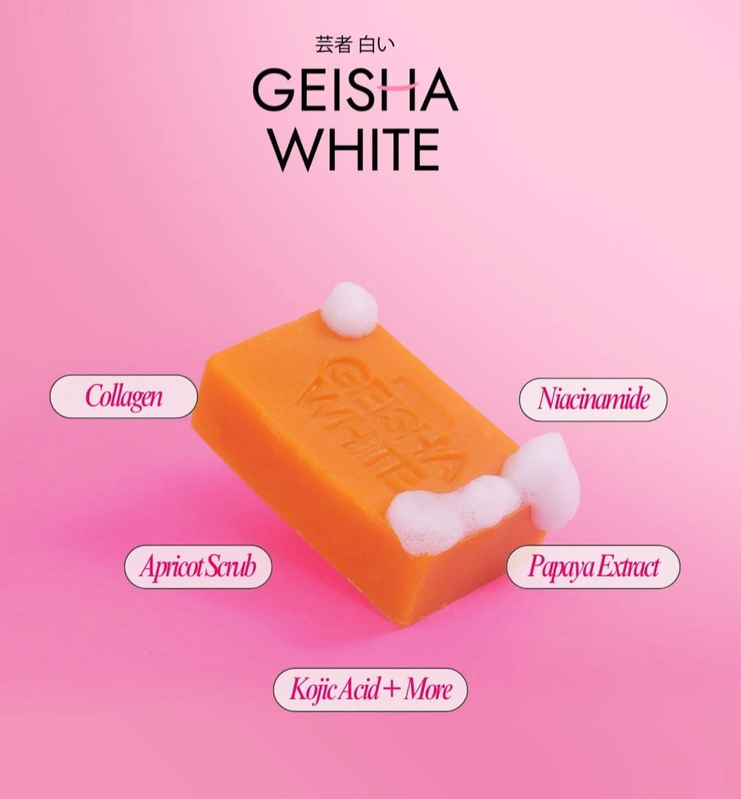 Geisha White SCAR & BLEMISH|EXFOLIATE& EXTRA MOISTURE Skin Brightening Bar Soap With Powerful Ingredients 65gx3Bars, 1box