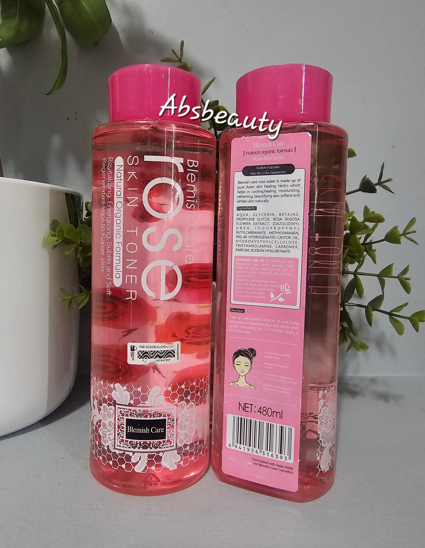 Blemish Care Rose Skin Toner Natural Organic Formula 480ml. 1pc