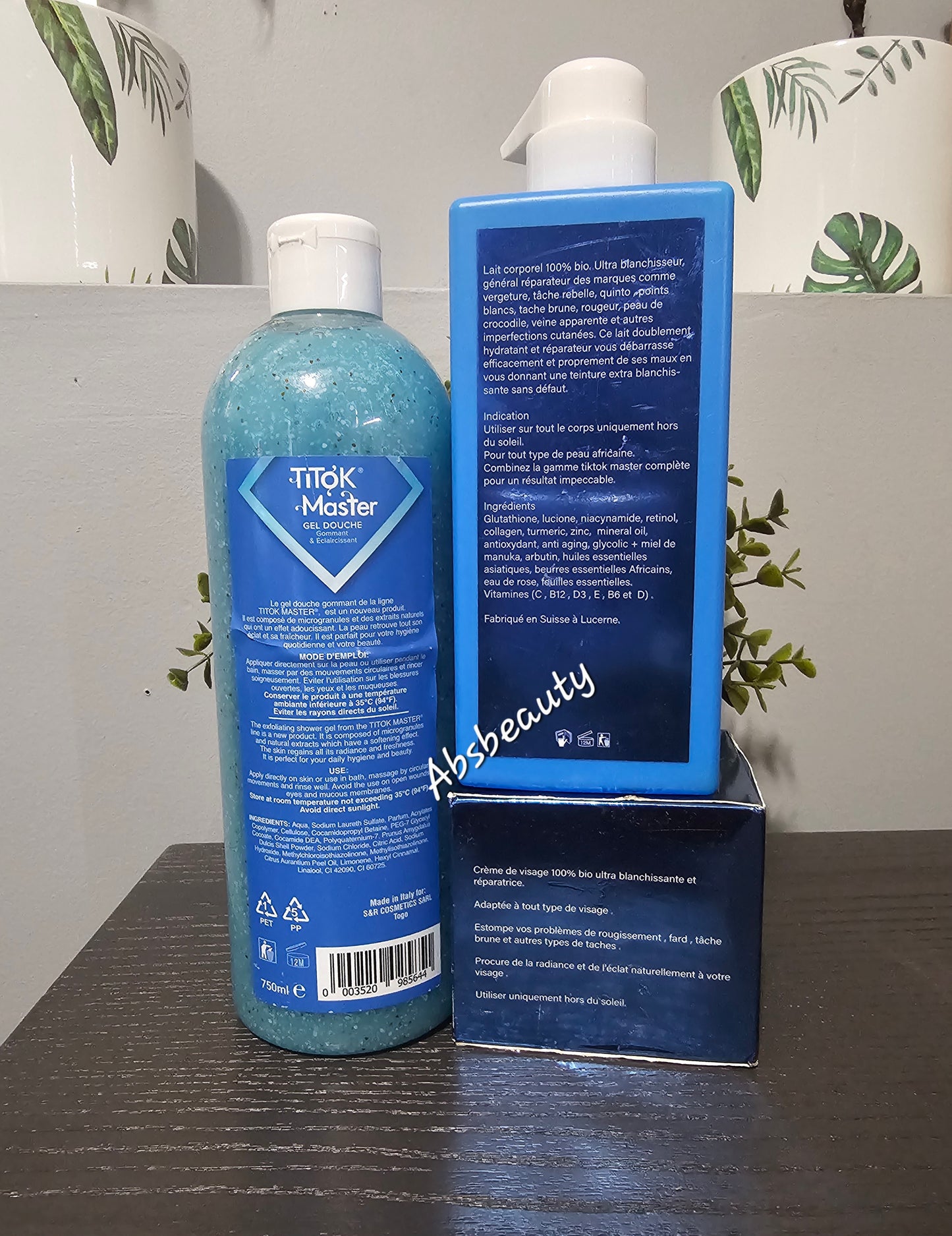 3pcs ABEBI WHITE Tiktok Master Set, Shower Gel 750ml, Lotion 500ml & Face Cream👌