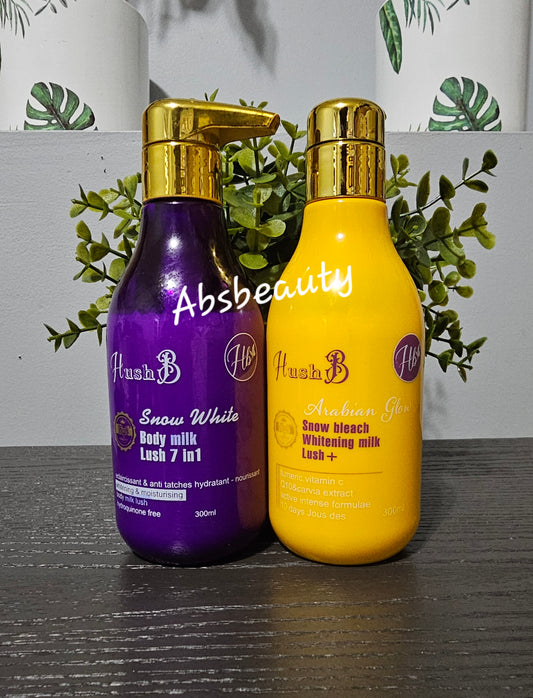 Hush B Snow White Body Milk Lush 7in1||Hush B Arabian Glow Whitening Body Milk Lush➕️ 300ml 1pc