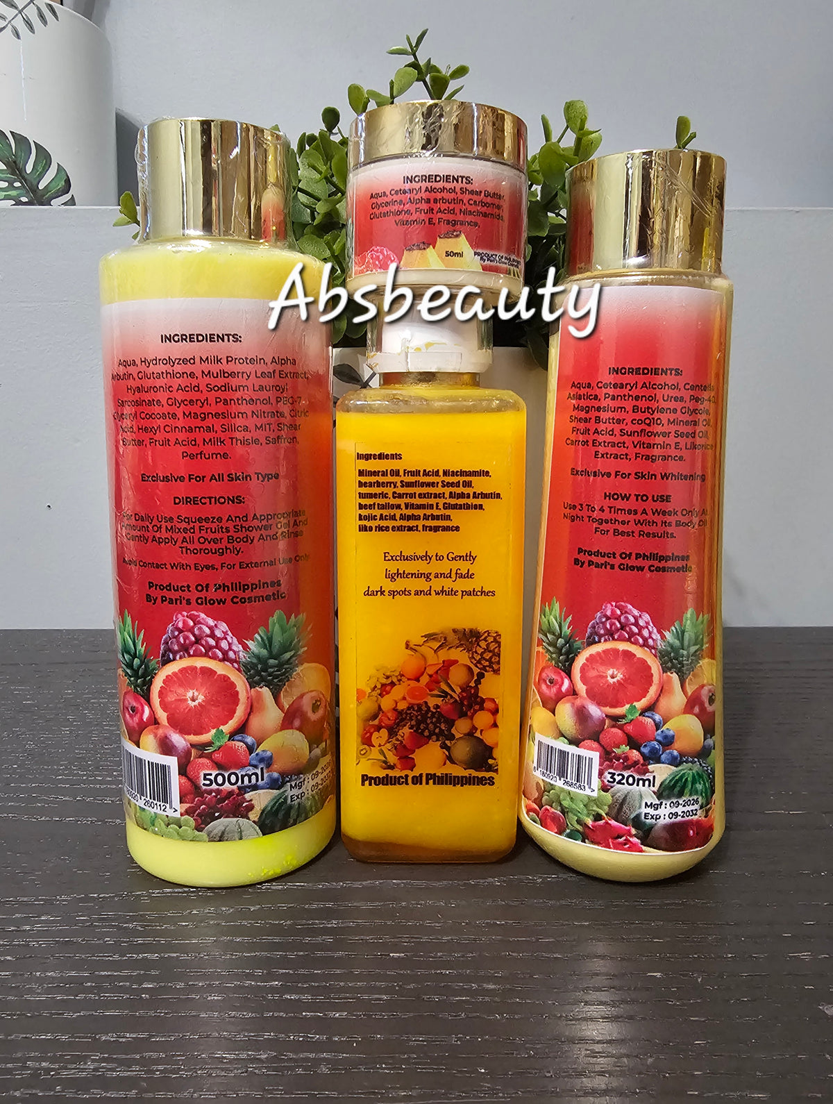 Pari's Glow Cosmetics Skin Luxury V5 Glow Point Mixed Fruits Double Concentrate Booster Set|Shower Gel|Body Lotion|Oil|Face Cream|✨️