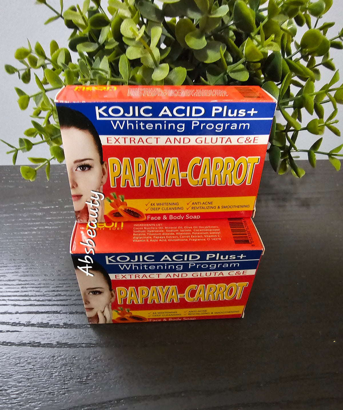 Neon Papaya-Carrot Kojic Acid Plus Whitening Program Face & Body Soap 135g, 1pc👌