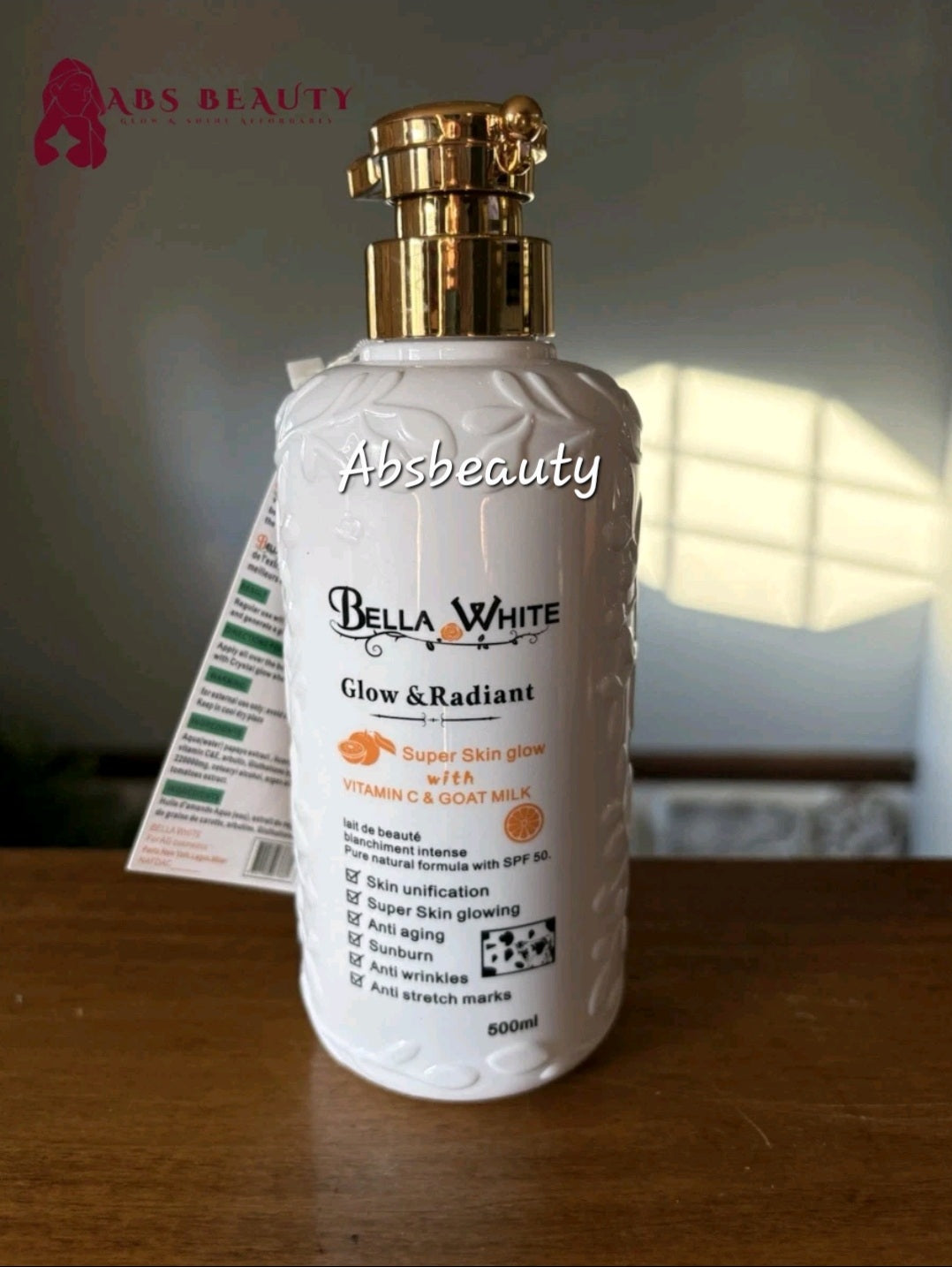 Bella-White Glow & Radiant Vitamin C,E & Goat Milk Unifying Body Lotion 500ml,1pc