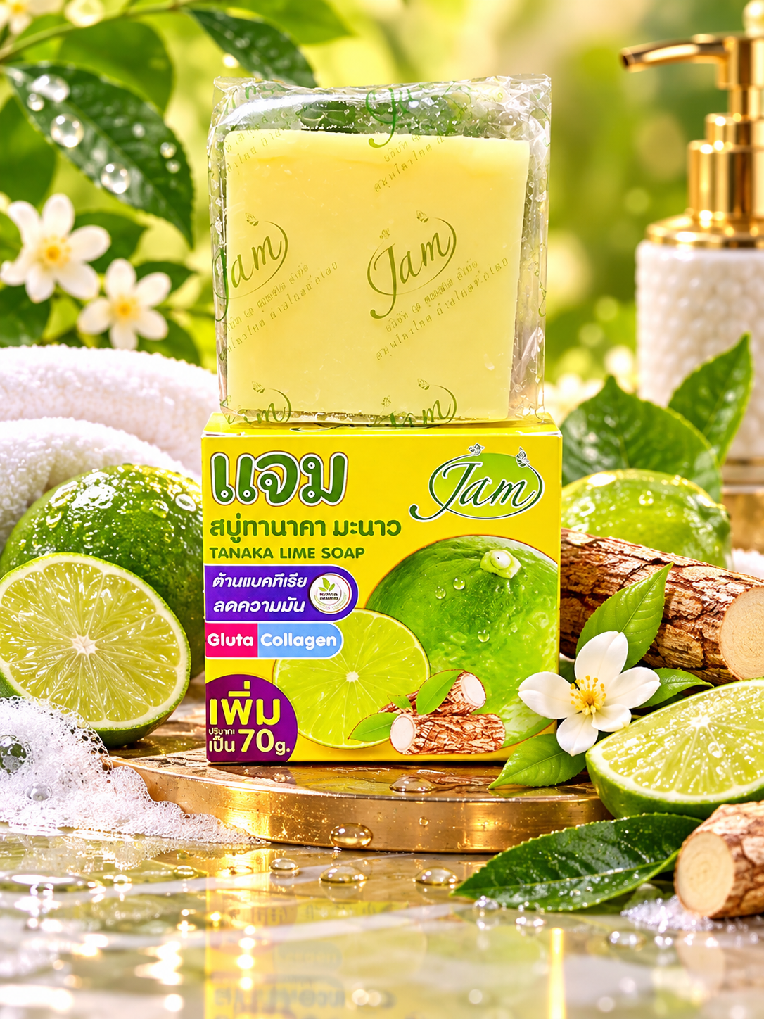JAM Tanaka Lime Face Soap Gluta Collagen Reduce Oiliness 70g X 2pcs ✨️