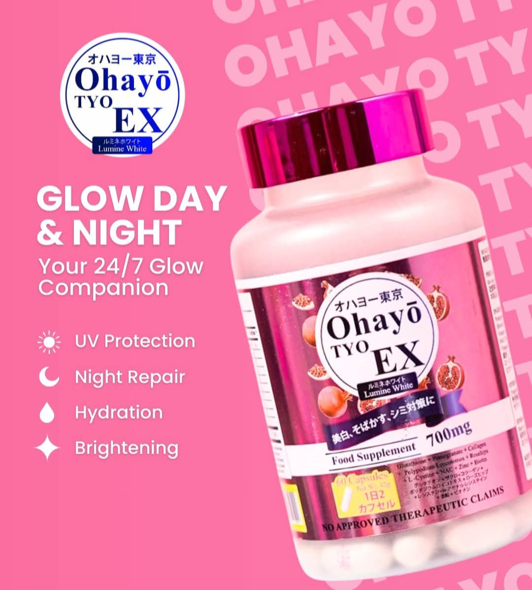 Ohayo TYO EX Lumine White Glutathione 700mg, 60 Capsules Anti-Aging & Wrinkles