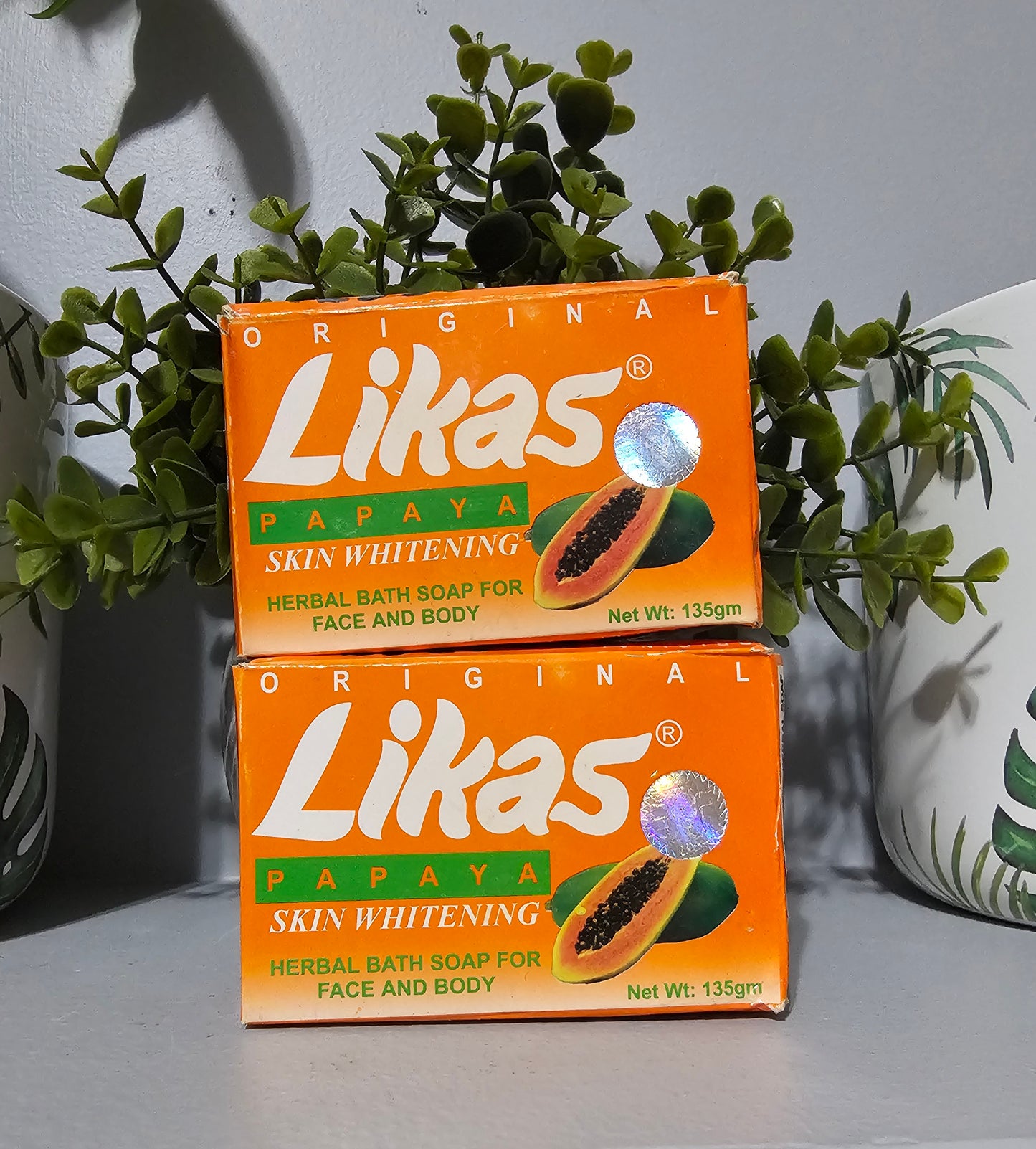 LIKAS Papaya Skin Whitening Herbal Bath Soap For Face & Body 135g. 1pc