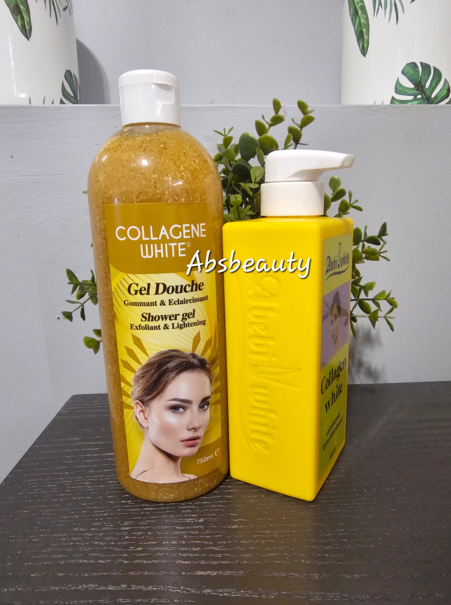 2pcs Abebi White Collagen White Lightening Shower Gel & Extra Brightening Lotion✨️✅️
