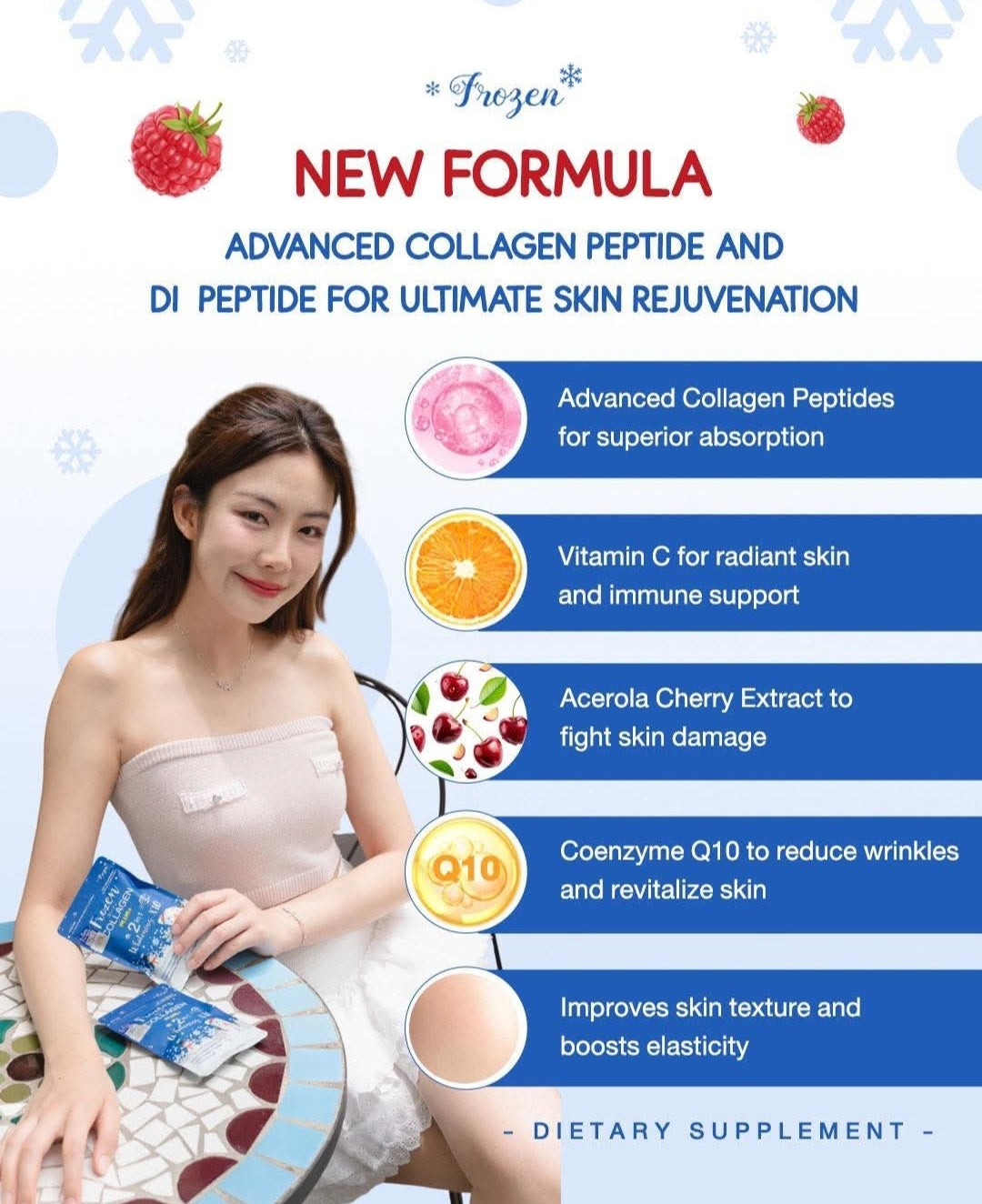 Frozen Collagen PLUS+ 2-in-1 Whitening X10 - 60 Caps Collagen Glutathione. Original&Authentic💯✅️