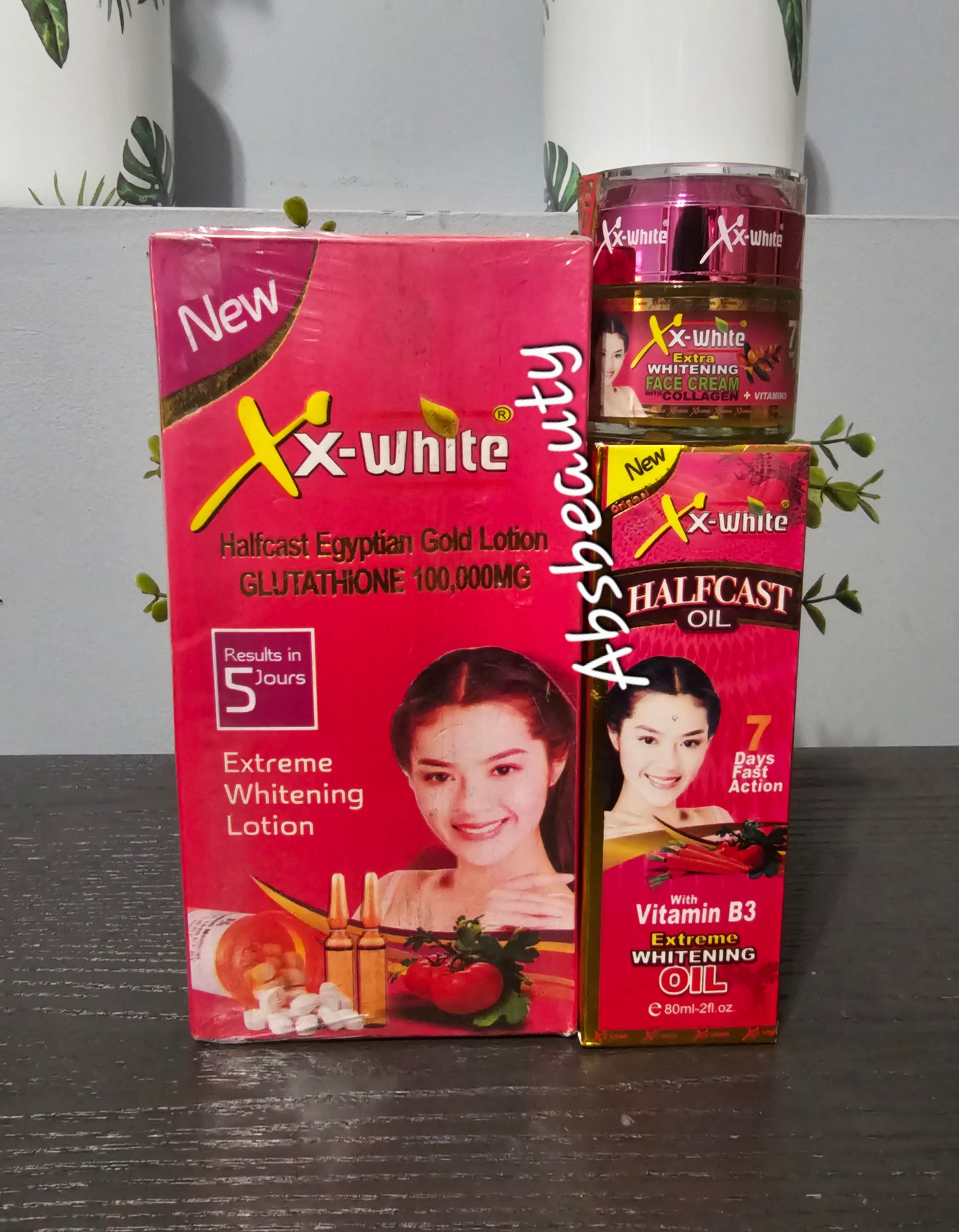3pcs XxWhite Half-C Egyptian Gold Extreme Whitening Lotion,Face Cream & Oil 5Days action ✅️💯 Not for sensitive skin