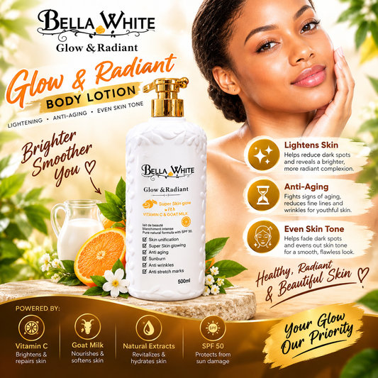 Bella-White Glow & Radiant Vitamin C,E & Goat Milk Unifying Body Lotion 500ml,1pc