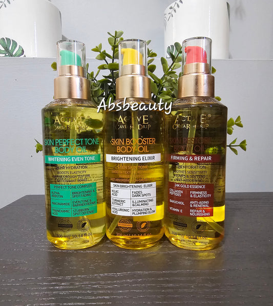 Active Caviar Drip Skin Perfect Tone Whitening Even Tone||Skin Booster Brightening Elixir||Skin Restore Firming&Repair Body Oil 300ml ✨️✅️👌