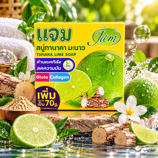 JAM Tanaka Lime Face Soap Gluta Collagen Reduce Oiliness 70g X 2pcs ✨️