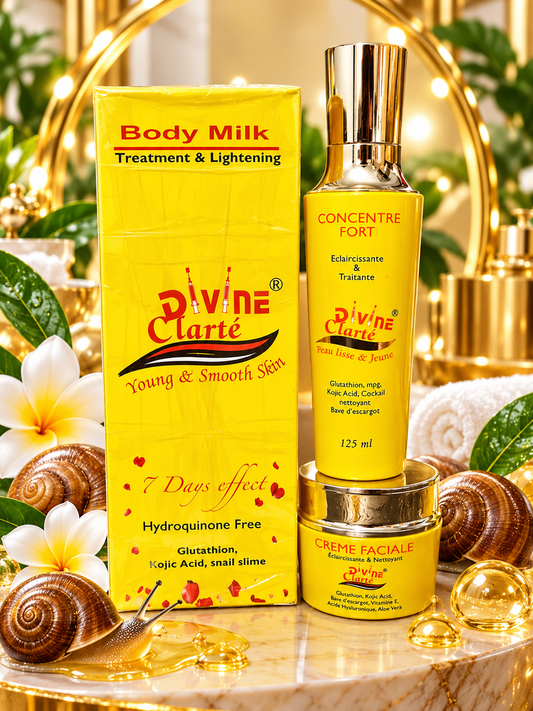 Divine Clarté 7 days Effect 3PCS Lightening Set Body Lotion, Body Oil & Face Cream👌💯