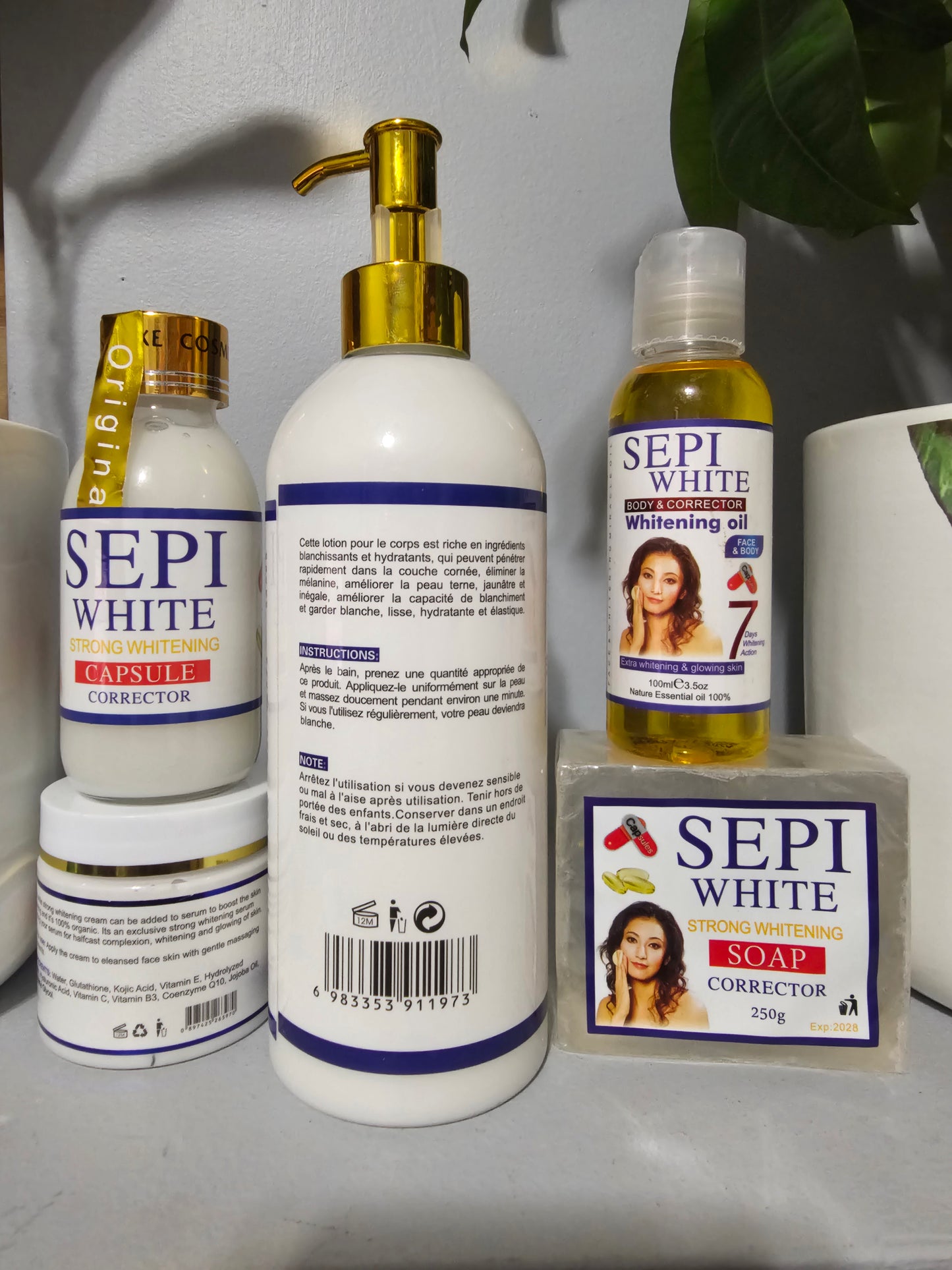 SEPI WHITE Strong Whitening Set Corrector body Lotion ,Face Cream, Serum, Oil & Soap 💯