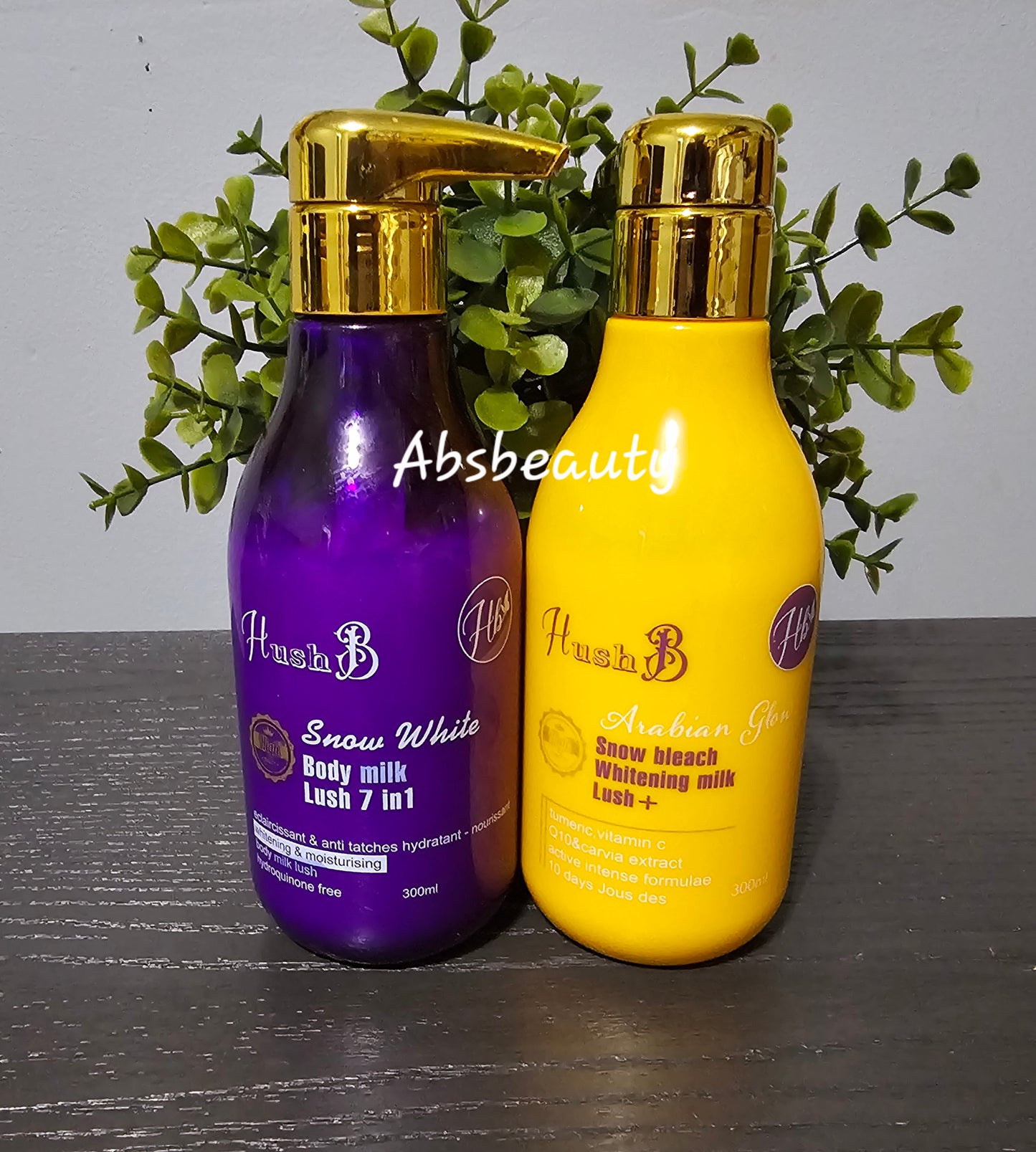 Hush B Snow White Body Milk Lush 7in1||Hush B Arabian Glow Whitening Body Milk Lush➕️ 300ml 💯👌,1pc