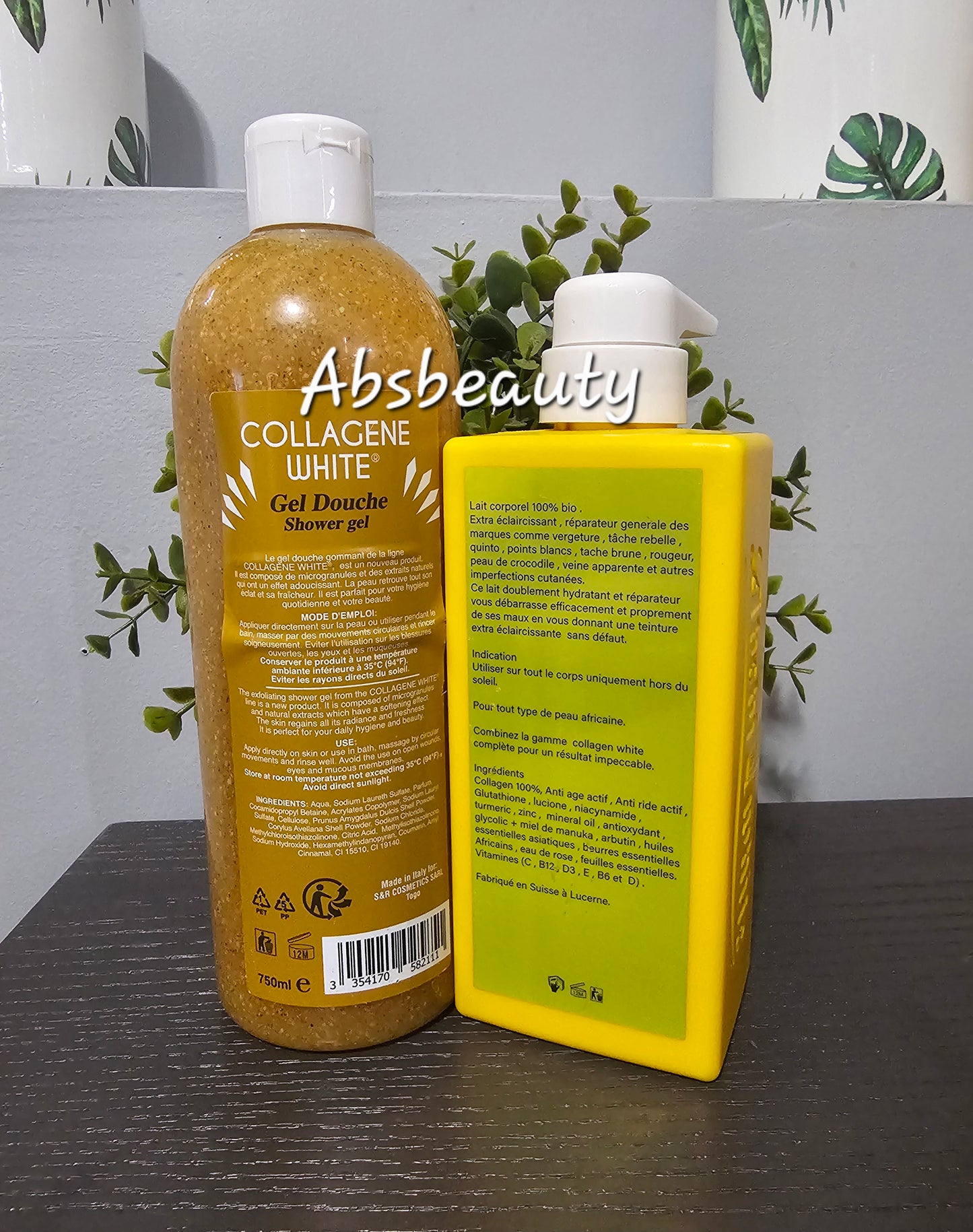 2pcs Abebi White Collagen White Lightening Shower Gel & Extra Brightening Lotion✨️✅️