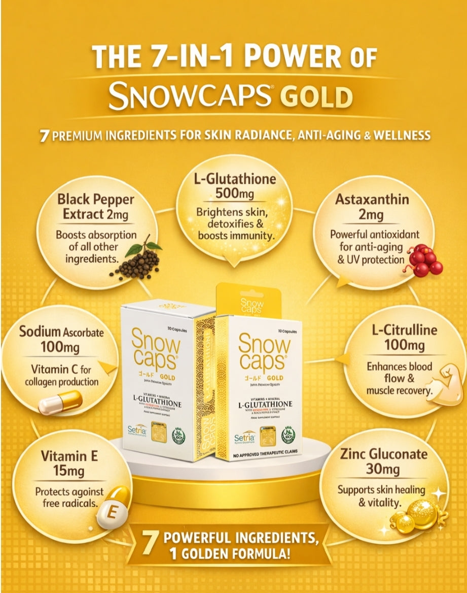 SNOW CAPS Gold L-Glutathione 30capsules.1pc✅️ 💯Original&Authentic👍