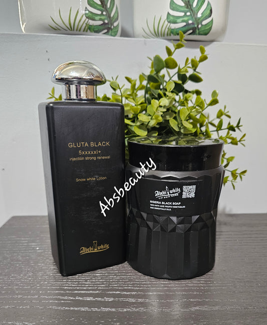 2pcs Abebi White Gluta Black 5xxxxl Snow White Lotion & Nigeria Black Soap.💯👌